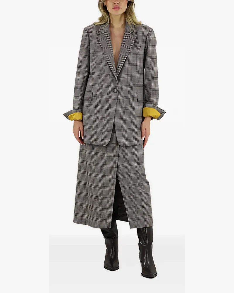 ..,merci Karierter Midirock - Grau Grau