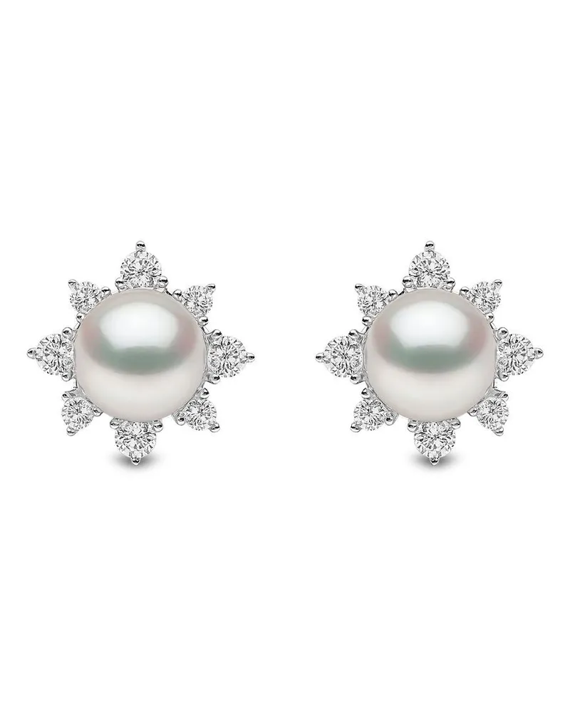 YOKO London 18kt Weißgoldohrringe mit Diamanten und Perlen - Silber Silber