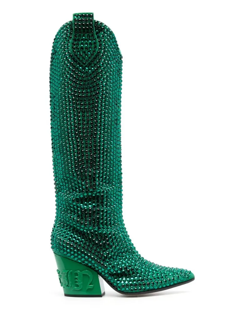Philipp Plein Stiefel mit Kristallen 75mm - Grün Grün