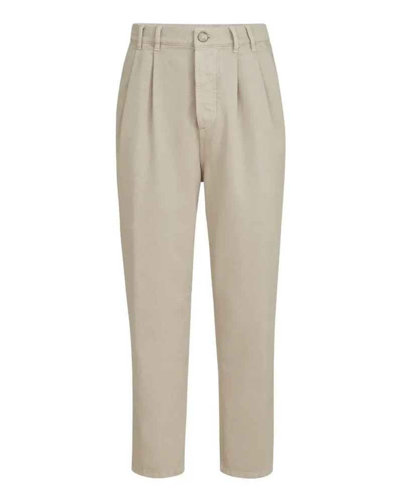 Brunello Cucinelli Stückgefärbte Jeans-Hose mit doppelten Falten im Iconic-Fit mit Fünf-Taschen-Design - Nude Nude
