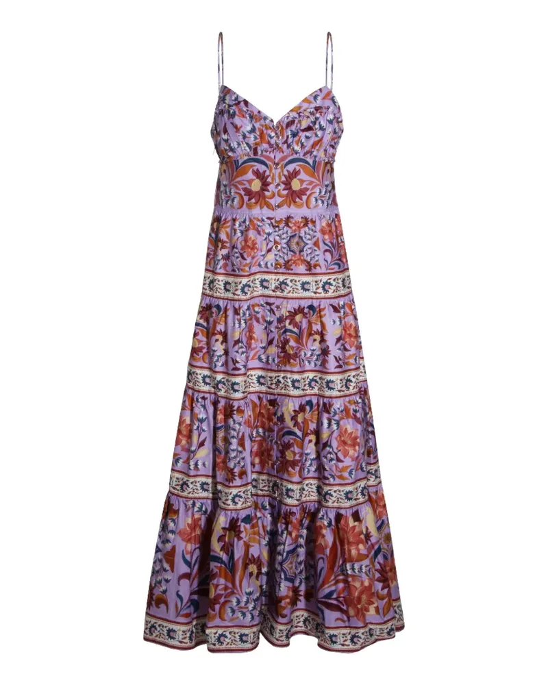 FARM Rio Geknöpftes Kleid mit Blumen - Violett Violett