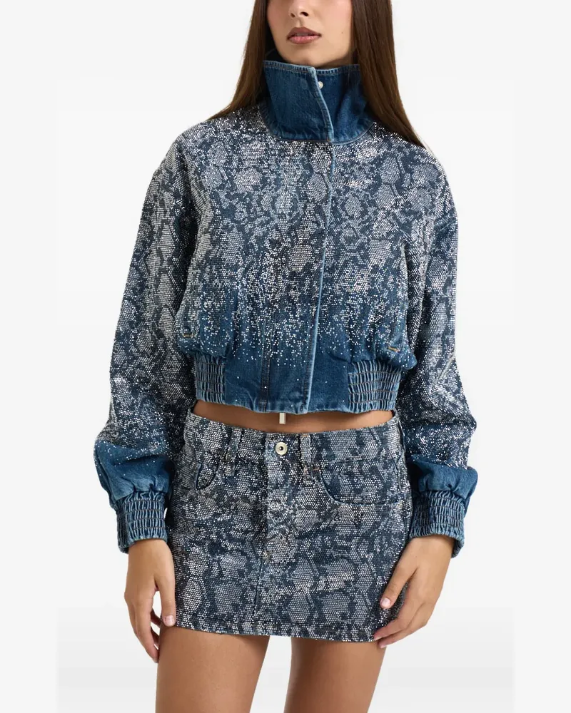 Liu Jo rhinestone-embellished snakeskin-print jacket - Blau Blau