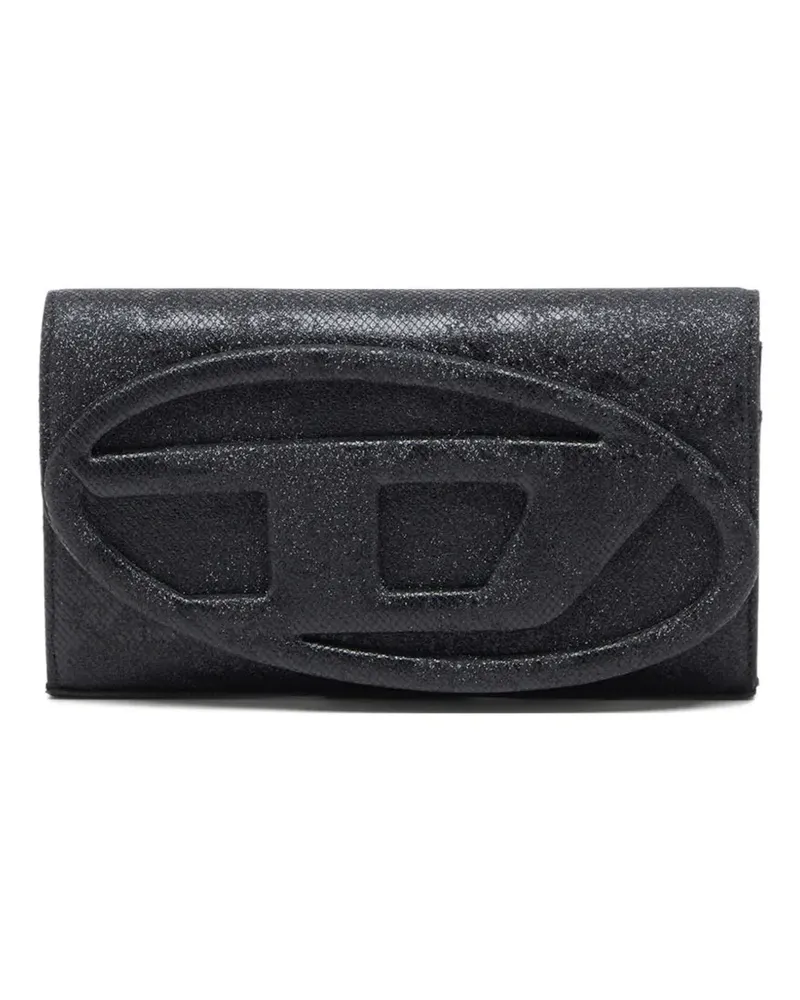 Diesel 1DR Portemonnaie im Glitter-Look - Schwarz Schwarz
