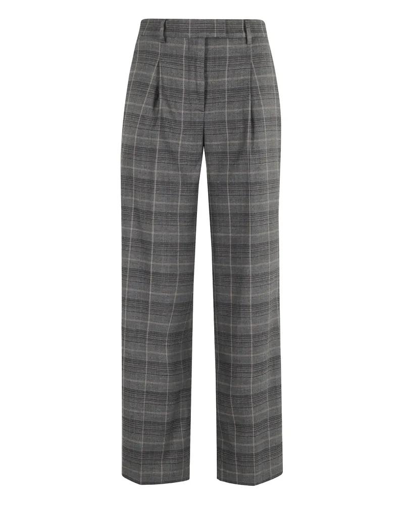 Seventy Karierte Hose mit Bundfalten - Grau Grau