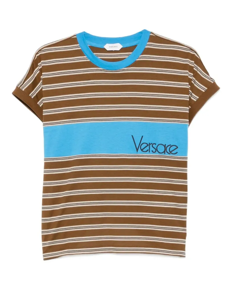 Versace logo-embroidered striped T-shirt - Braun Braun