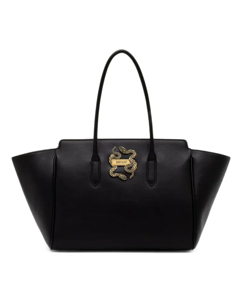 Just Cavalli Tote Bag mit Schlangen-Schild - Schwarz Schwarz