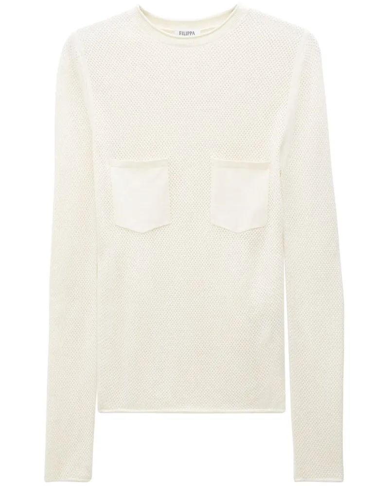 Filippa K Mesh-T-Shirt mit aufgesetzter Tasche - Weiß Weiß