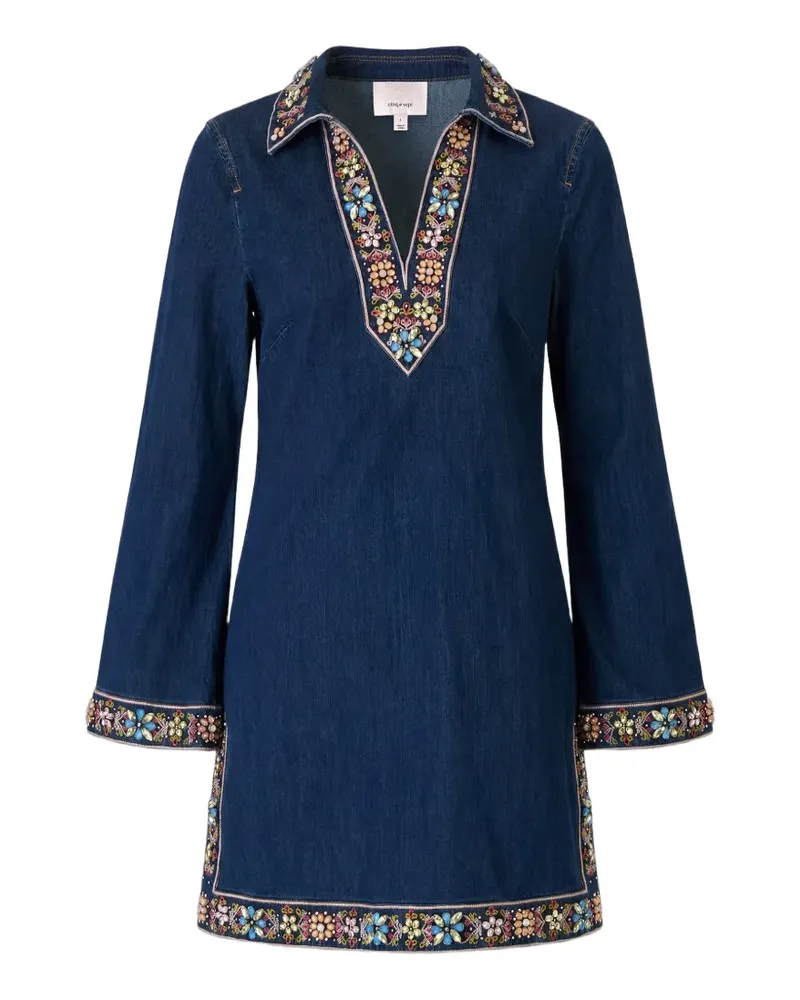 Cinq à Sept Kristallverziertes Pierson Kleid - Blau Blau