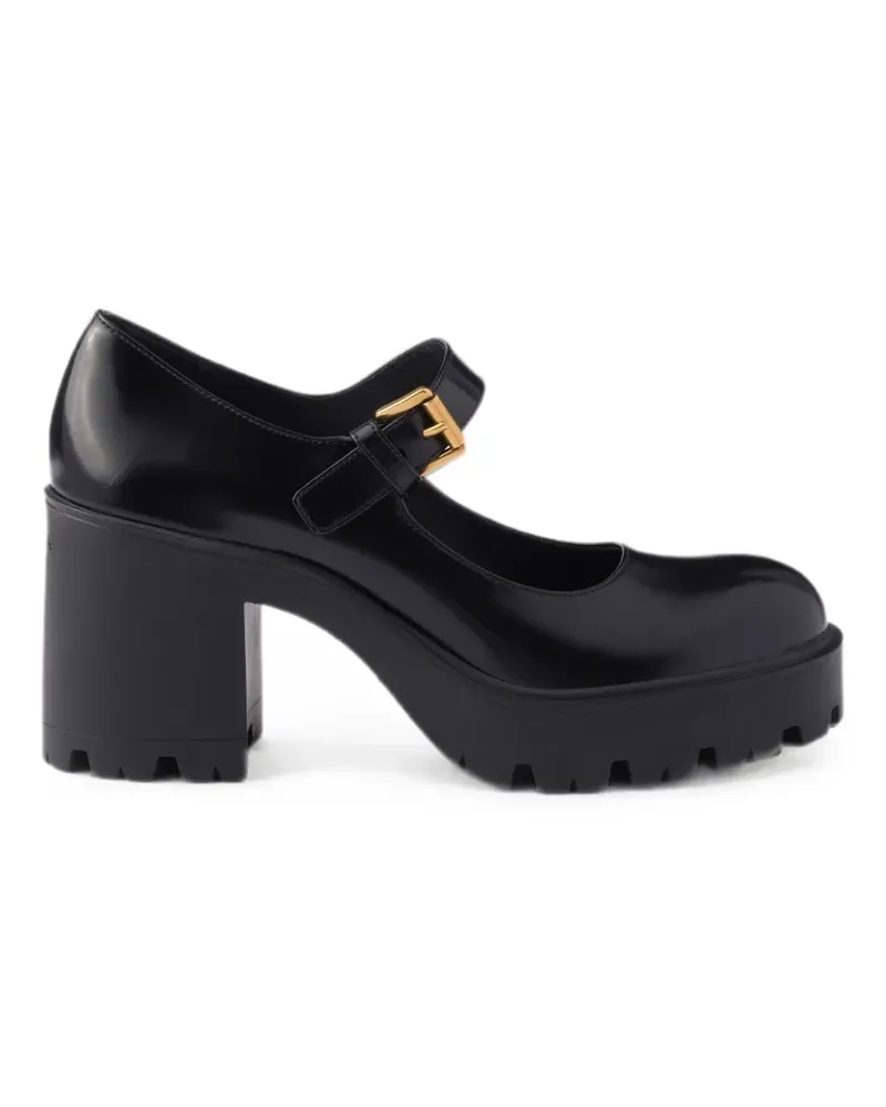 Prada Pumps aus gebürstetem Leder 75mm - Schwarz Schwarz