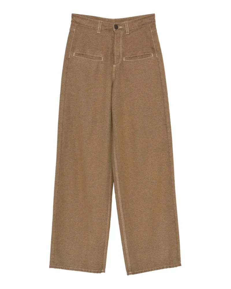 Uma Wang Hose mit Kontrastnähten - Braun Braun