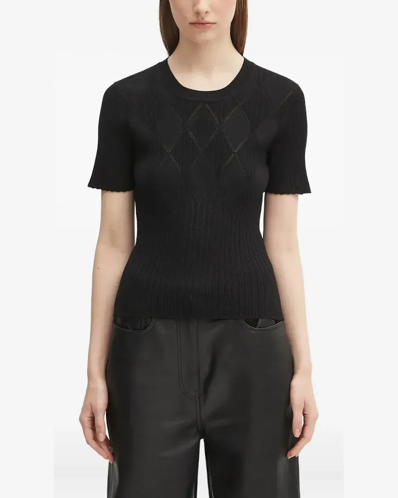 Kenzo Geripptes Strickoberteil mit Rautenmuster - Schwarz Schwarz