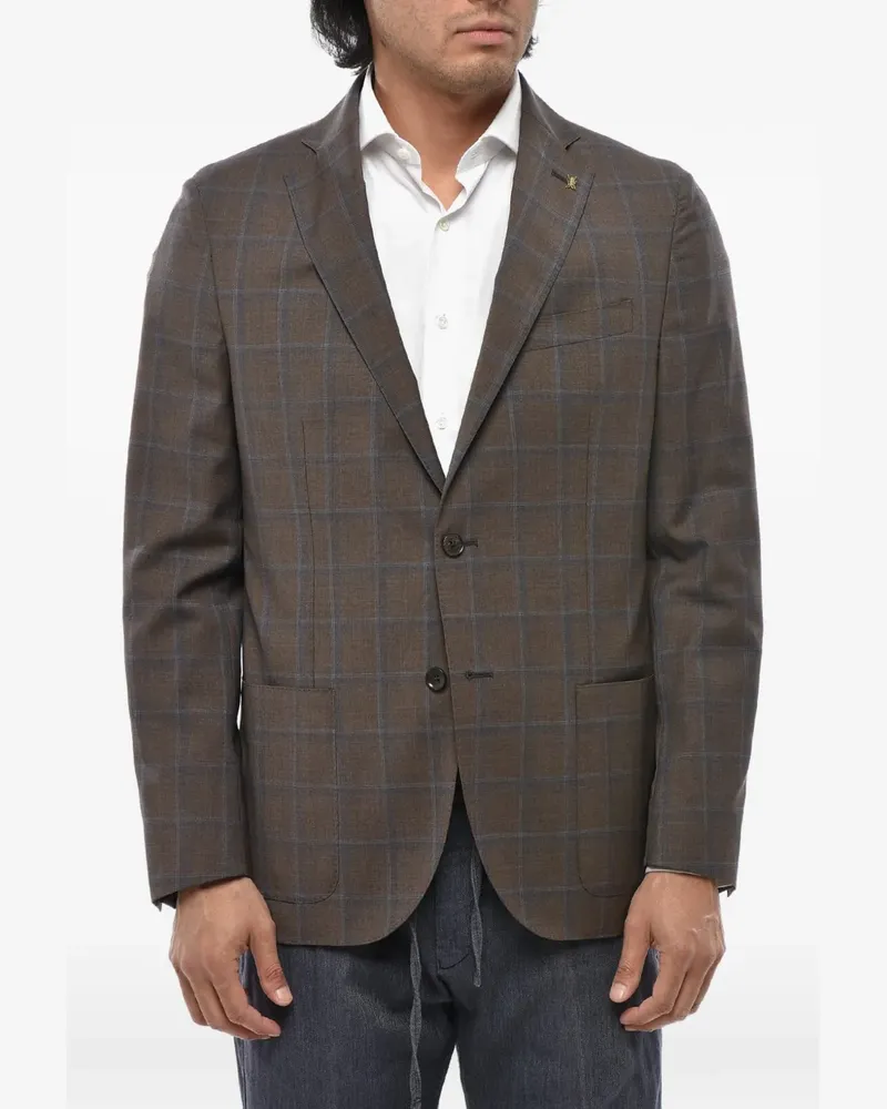 Corneliani plaid-pattern single-breasted blazer - Braun Braun