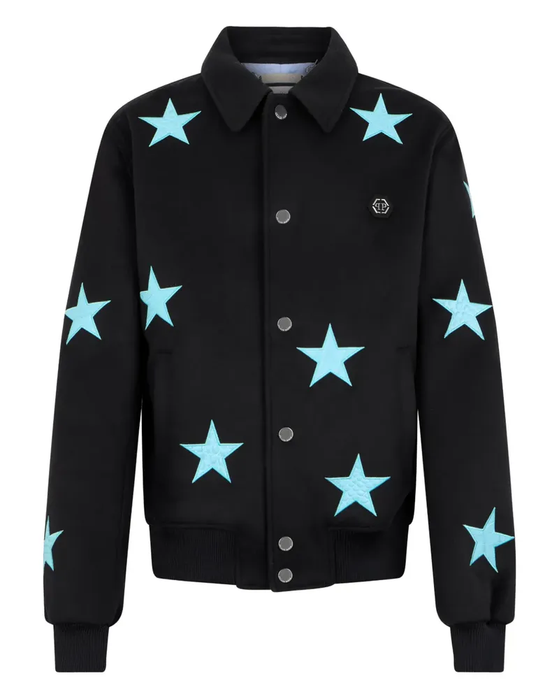 Philipp Plein Hemdjacke mit Stern-Print - Schwarz Schwarz