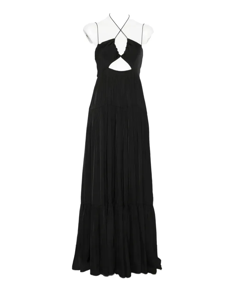 Patrizia Pepe maxi cut-out satin dress - Schwarz Schwarz