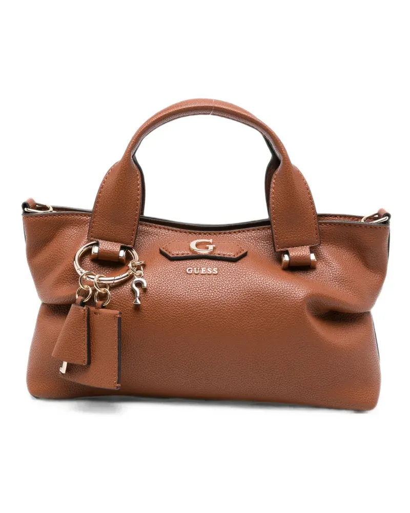 Guess Susy mini logo-plaque pebbled leather tote bag - Braun Braun