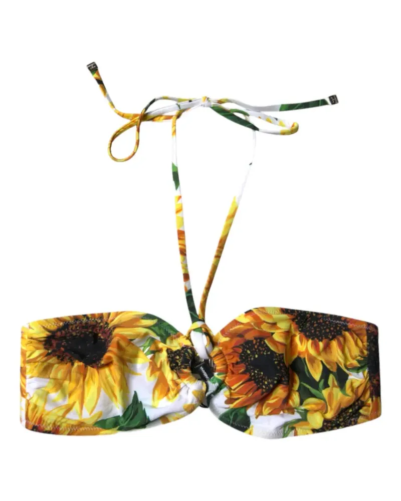 Dolce & Gabbana floral-print halterneck bikini top - Weiß Weiß