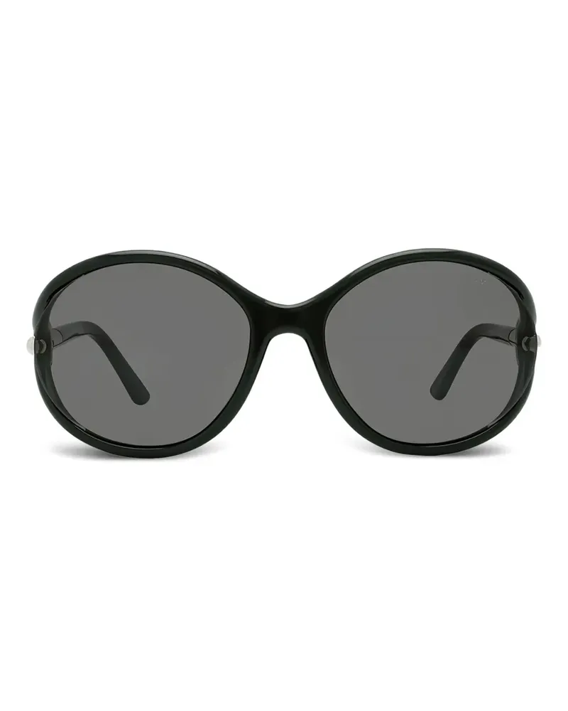 Tom Ford Halbrand-Sonnenbrille mit rundem Gestell - Schwarz Schwarz