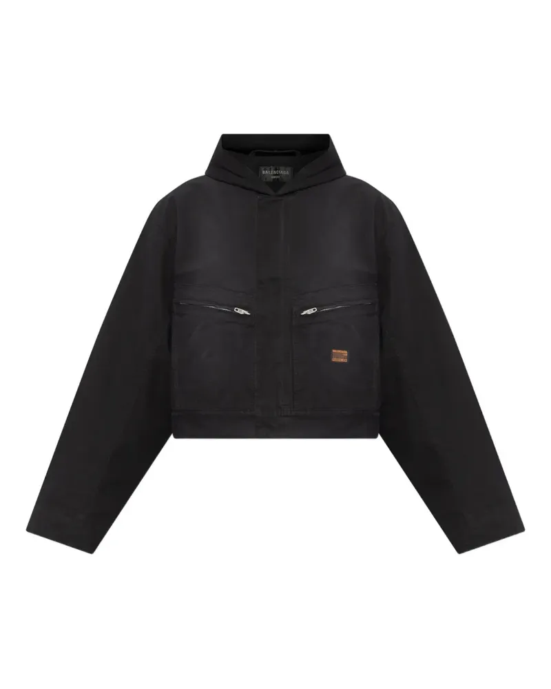Balenciaga Kapuzenjacke mit Vordertaschen - Schwarz Schwarz