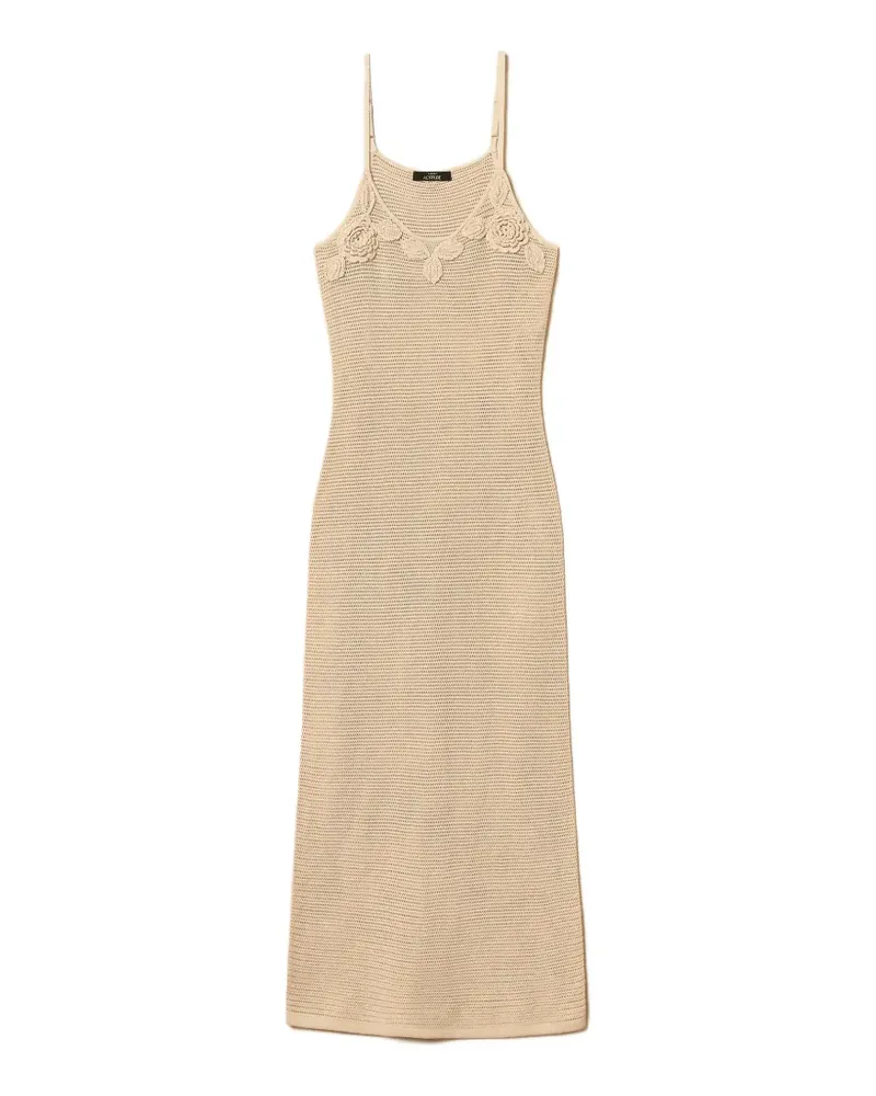 Twin-Set Kleid mit Blumenapplikation - Nude Nude