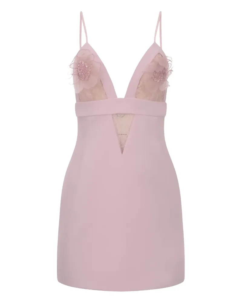 Elisabetta Franchi Verziertes Minikleid mit Spitzeneinsatz - Rosa Rosa