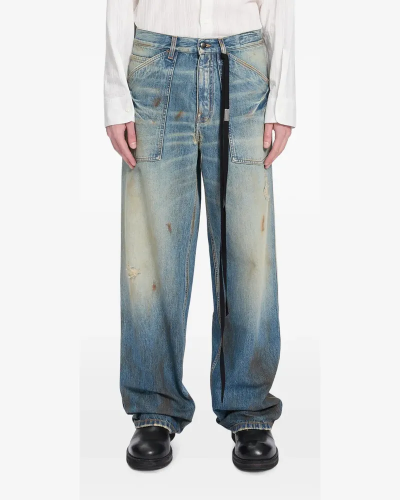 Ann Demeulemeester Weite Jeans im Distressed-Look - Blau Blau