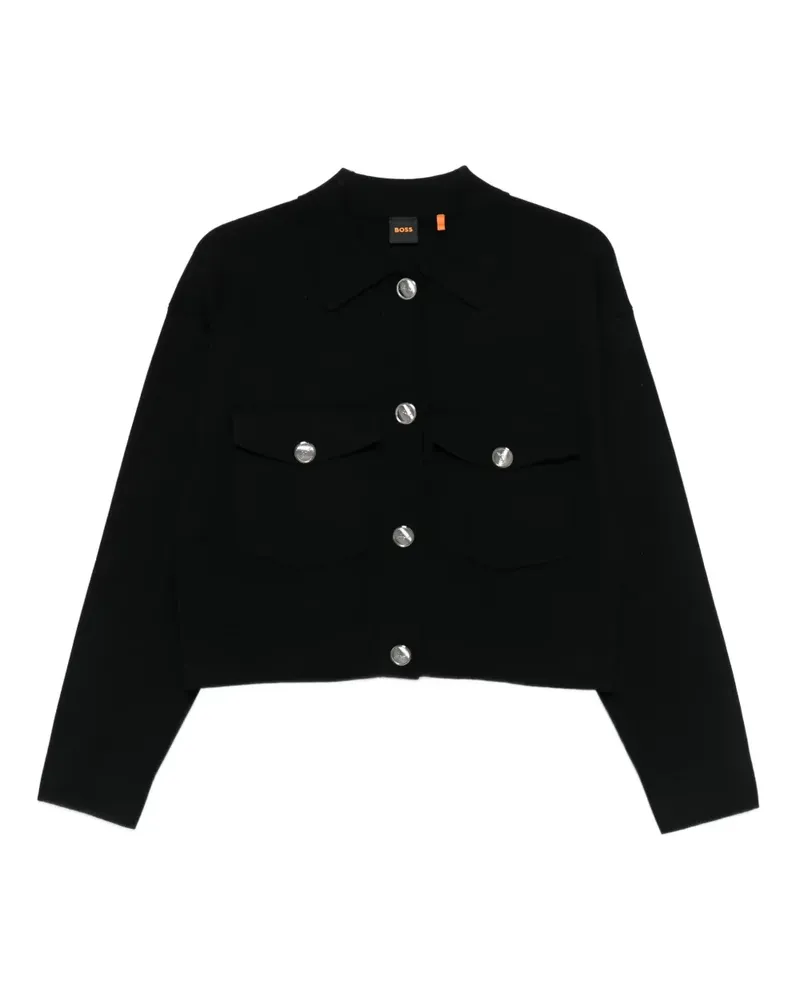 HUGO BOSS Geknöpfter Cardigan mit Pattentasche - Schwarz Schwarz