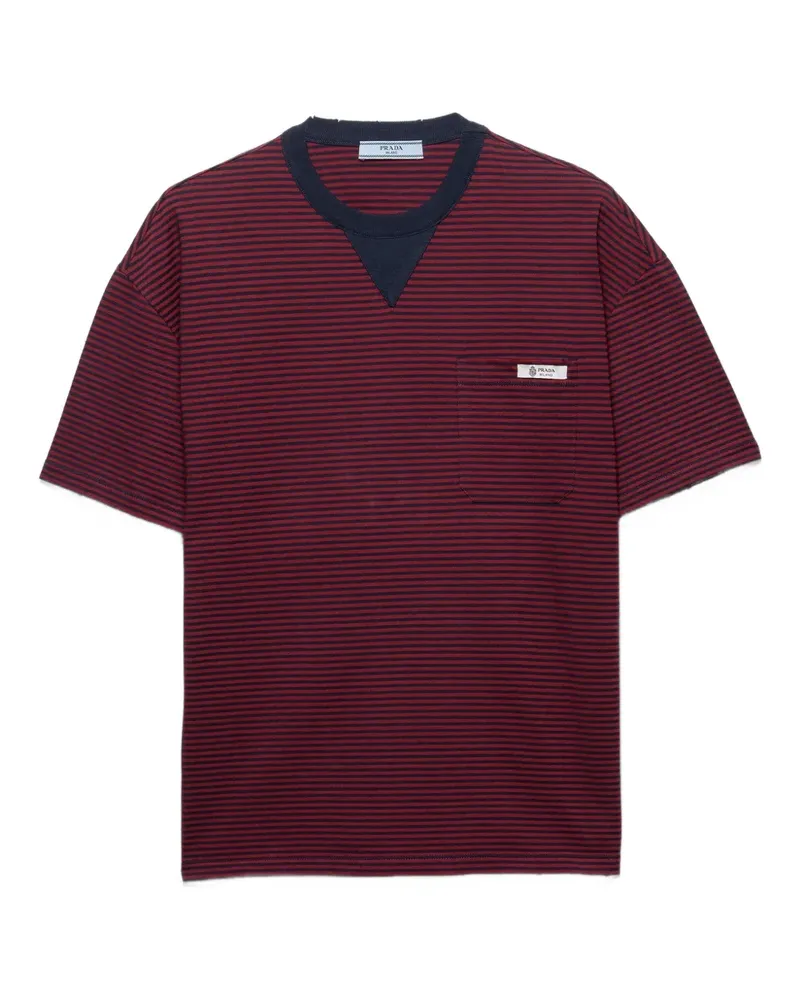 Prada striped-pattern pocket T-shirt - Rot Rot