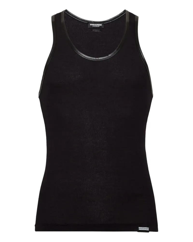 Dsquared2 faux-fur trim tank top - Schwarz Schwarz