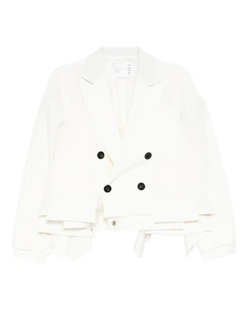 Sacai Sakko mit Kontrasteinsätzen - Weiß Weiß