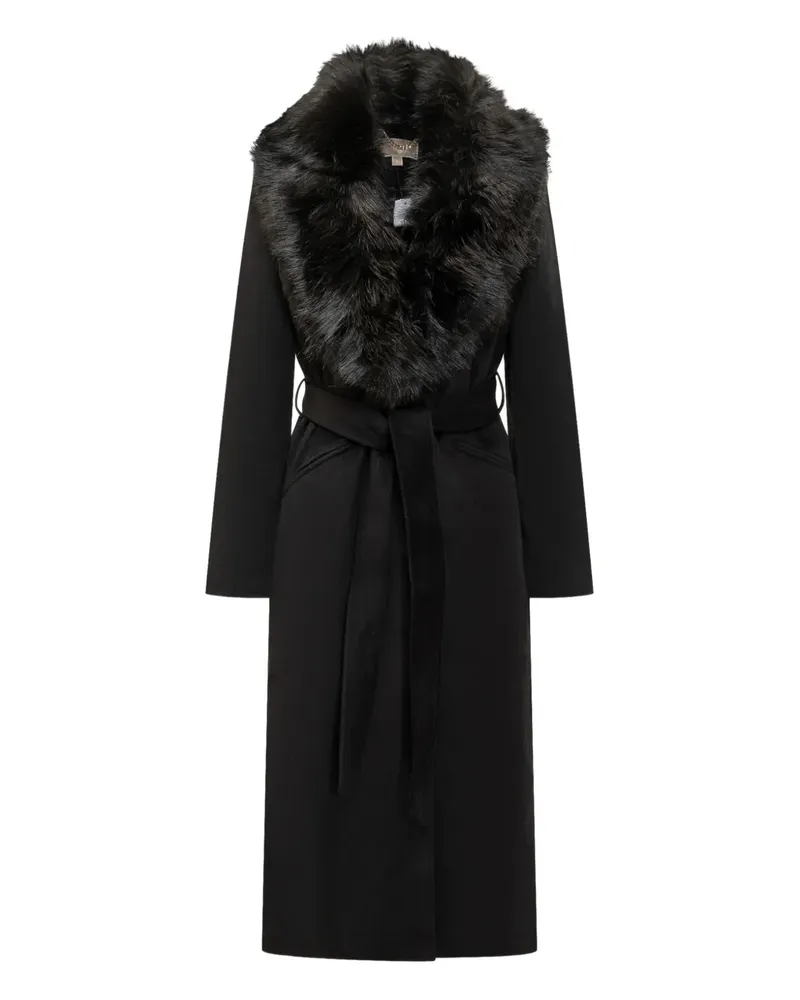 Michael Kors Mantel aus Faux Fur mit Gürtel - Schwarz Schwarz