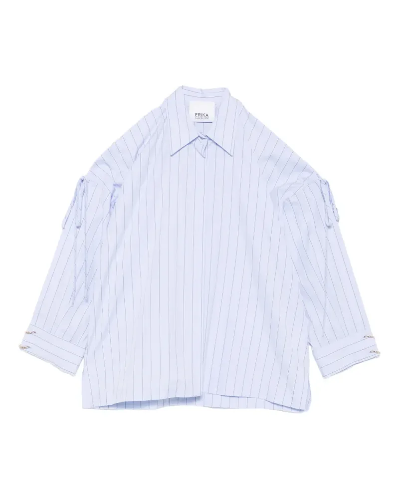 Erika Cavallini pinstripe cold-shoulder shirt - Blau Blau