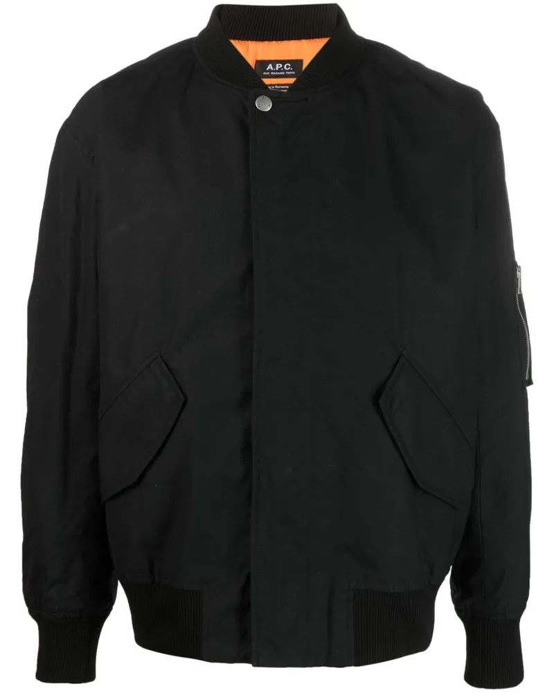 A.P.C. Bomberjacke mit Reißverschlusstasche - Schwarz Schwarz