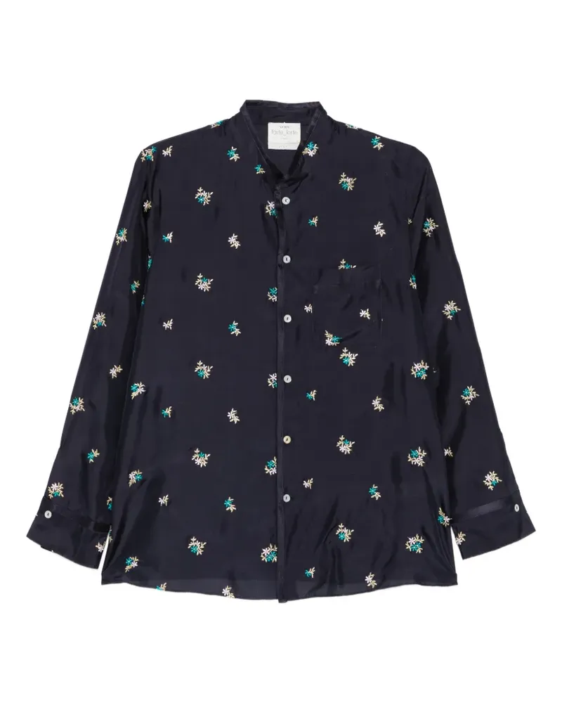 forte_forte floral-embroidered silk shirt - Blau Blau