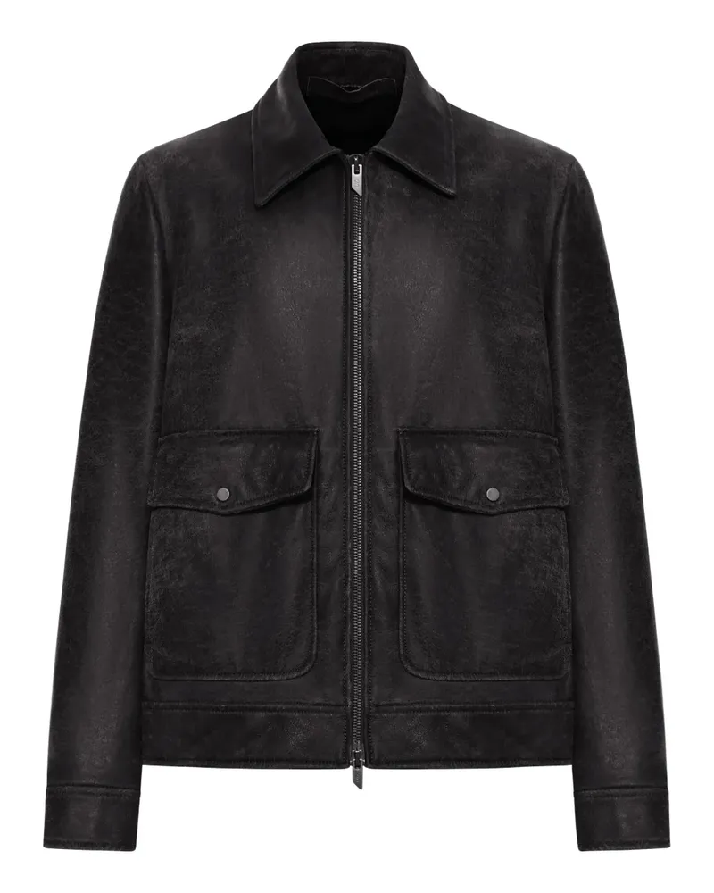 Salvatore Santoro flap-pocket leather jacket - Schwarz Schwarz