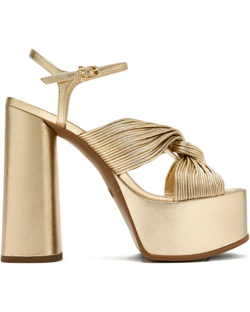 Michael Kors Alessia Plateau-Sandalen mit Faltenknoten 140mm - Gelb Gelb