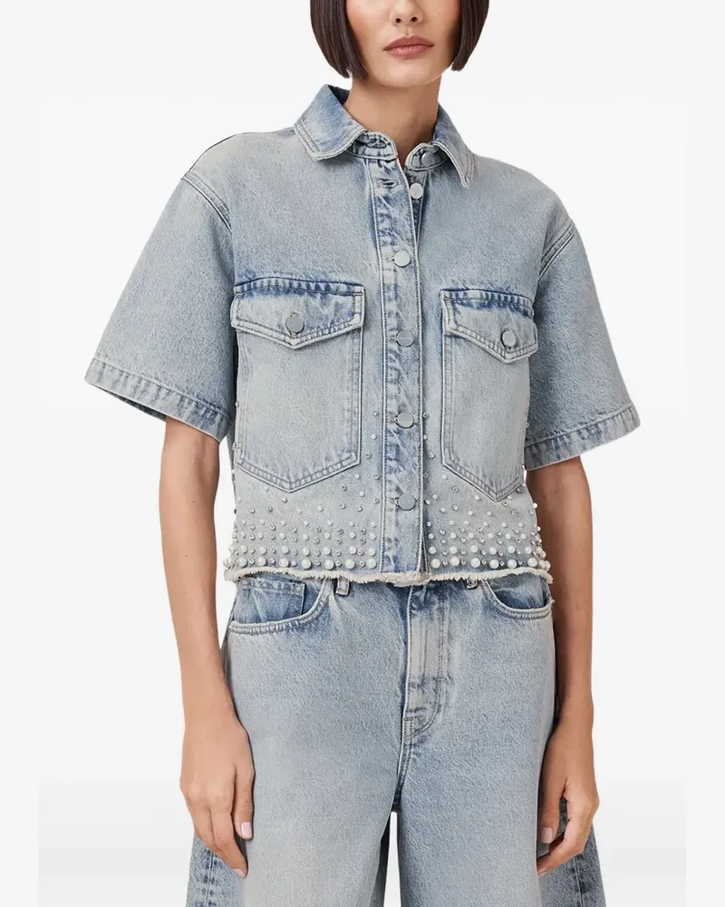 AllSaints Jeanshemd mit Perlen - Blau Blau