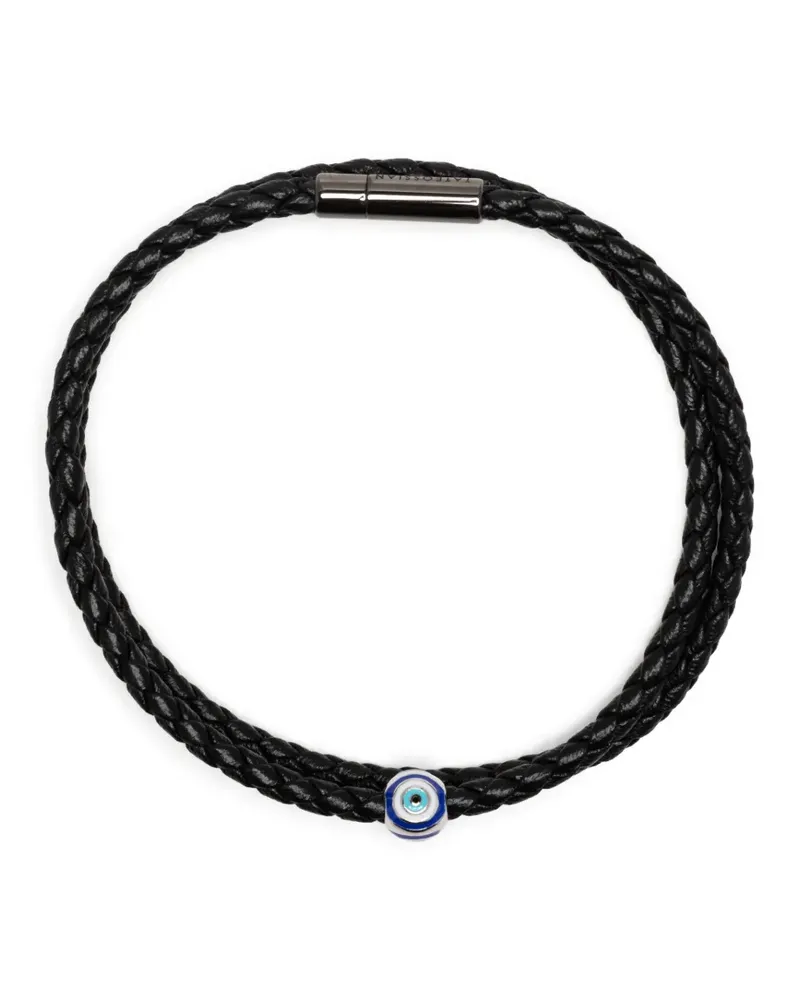 Tateossian Geflochtenes Armband mit Evil Eye - Schwarz Schwarz
