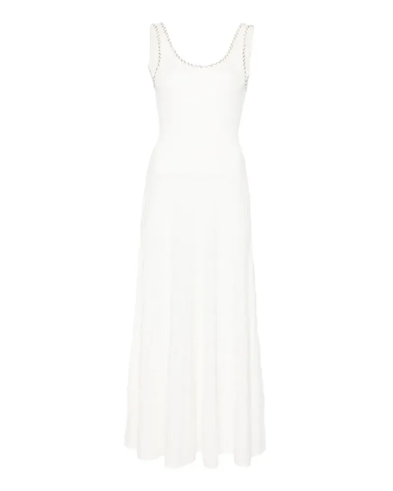 Sandro Gestricktes Kleid mit Perlen - Weiß Weiß