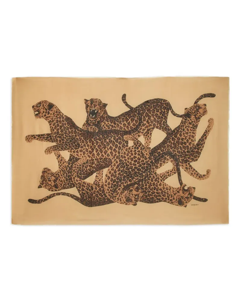 Saint Laurent Schal mit Leoparden-Print - Nude Nude