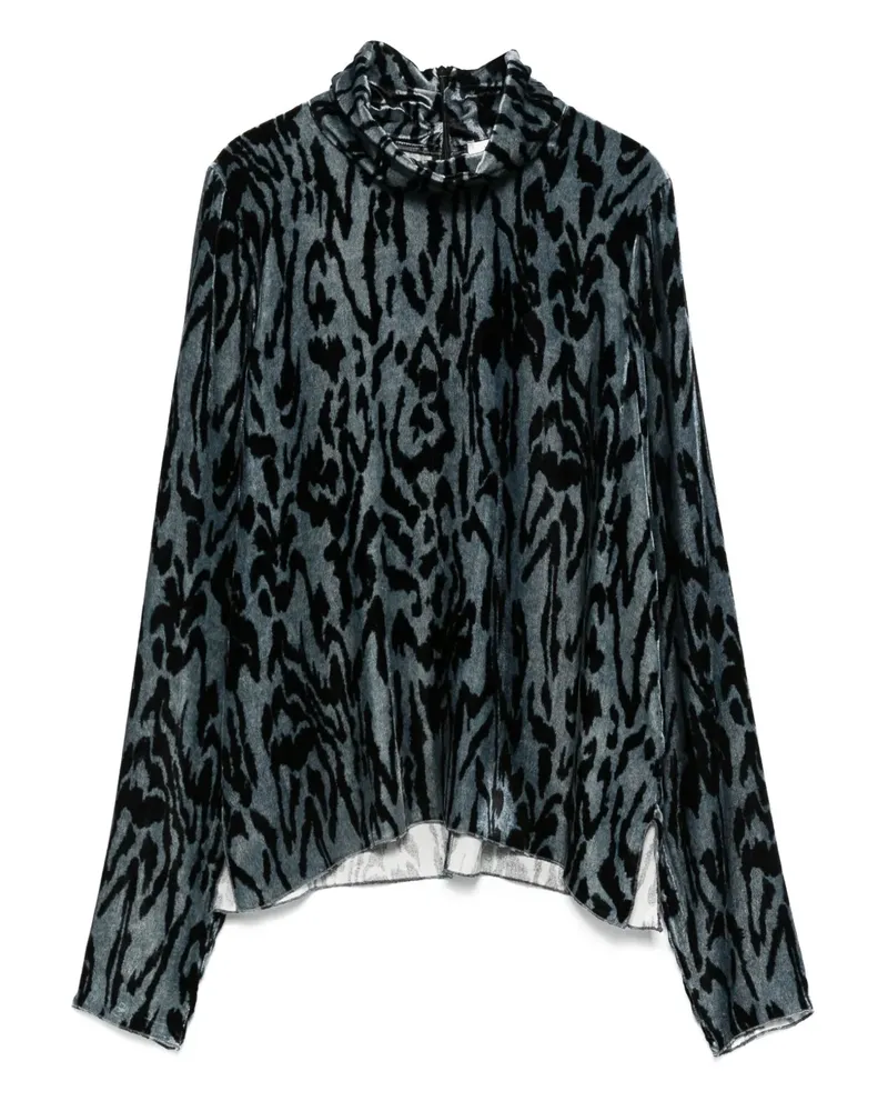 forte_forte Rollkragenoberteil mit Animal-Print - Blau Blau