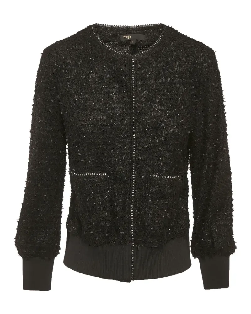 Maje textured-knit zip-up jacket - Schwarz Schwarz