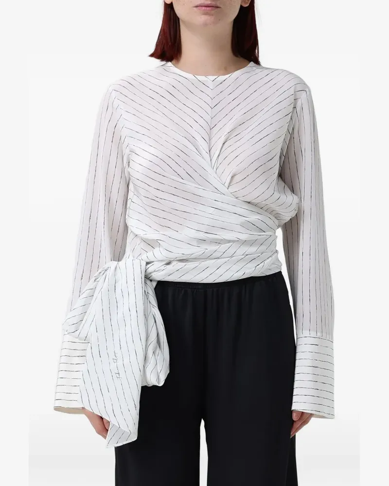Fabiana Filippi striped wrap blouse - Weiß Weiß