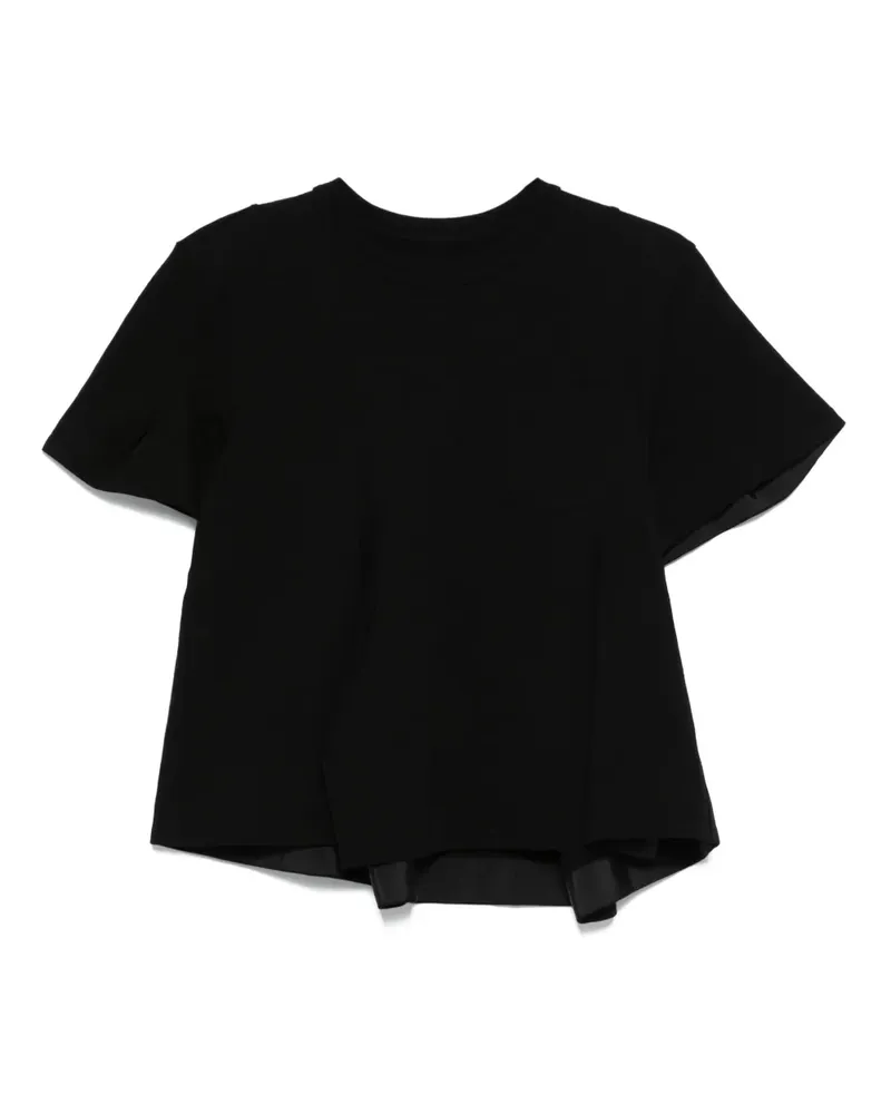 Sacai Gerüschtes T-Shirt - Schwarz Schwarz