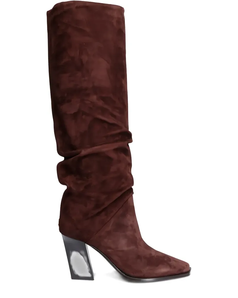Jimmy Choo Kniehohe Wildlederstiefel mit eckiger Kappe 85mm - Braun Braun