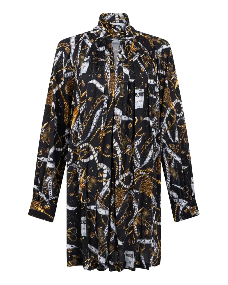 Moschino graphic-print high-neck mini dress - Schwarz Schwarz