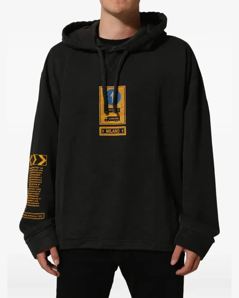 Dolce & Gabbana graphic-print oversized hoodie - Schwarz Schwarz