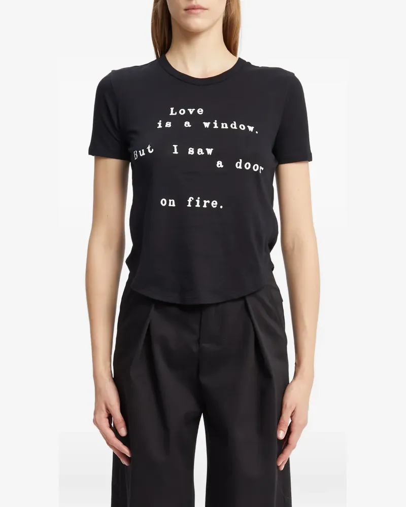 Ann Demeulemeester Floor T-Shirt mit Slogan-Print - Schwarz Schwarz