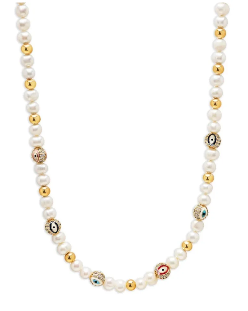Nialaya Evil Eye Halskette mit Perlen - Gold Gold
