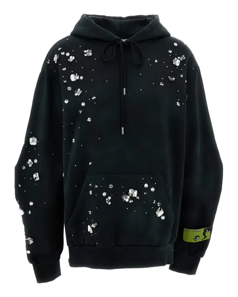 Des Phemmes sequin-embellished floral hoodie - Grau Grau