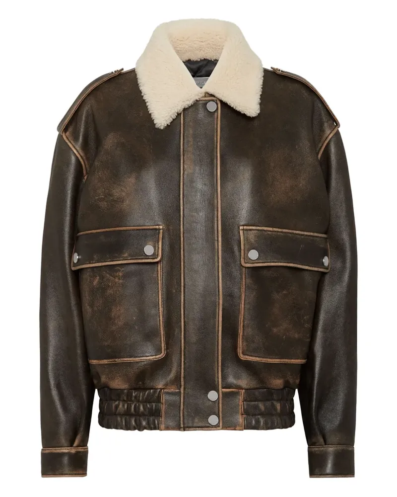 Philipp Plein Bomberjacke aus Leder - Braun Braun